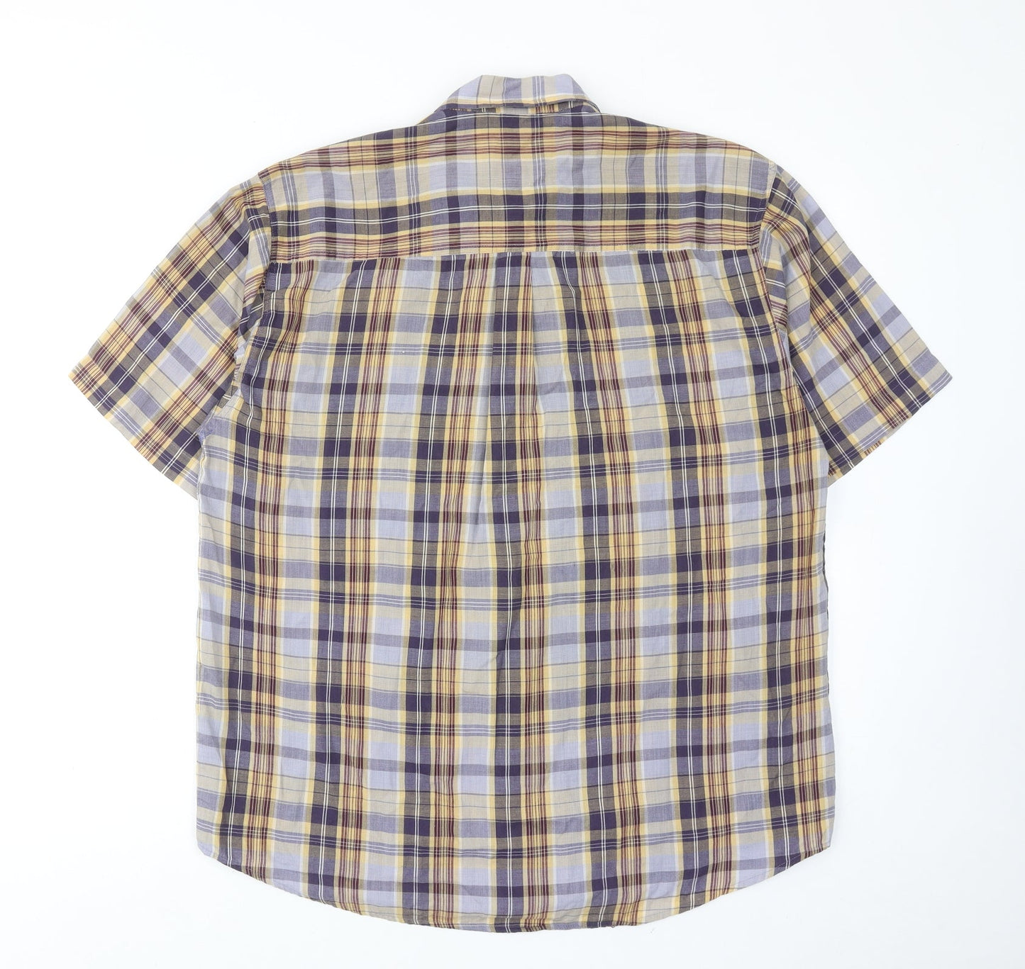 Timberjack Mens Multicoloured Plaid Polyester Button-Up Size M Collared Button
