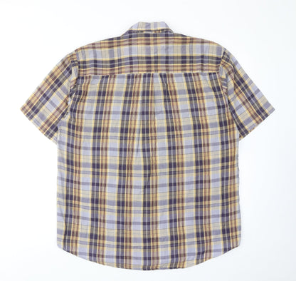 Timberjack Mens Multicoloured Plaid Polyester Button-Up Size M Collared Button