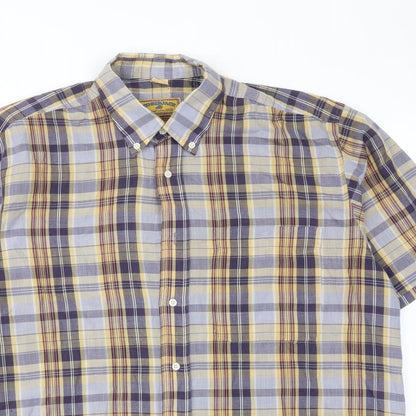 Timberjack Mens Multicoloured Plaid Polyester Button-Up Size M Collared Button