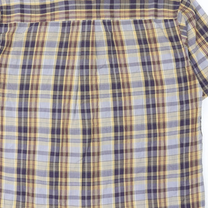 Timberjack Mens Multicoloured Plaid Polyester Button-Up Size M Collared Button