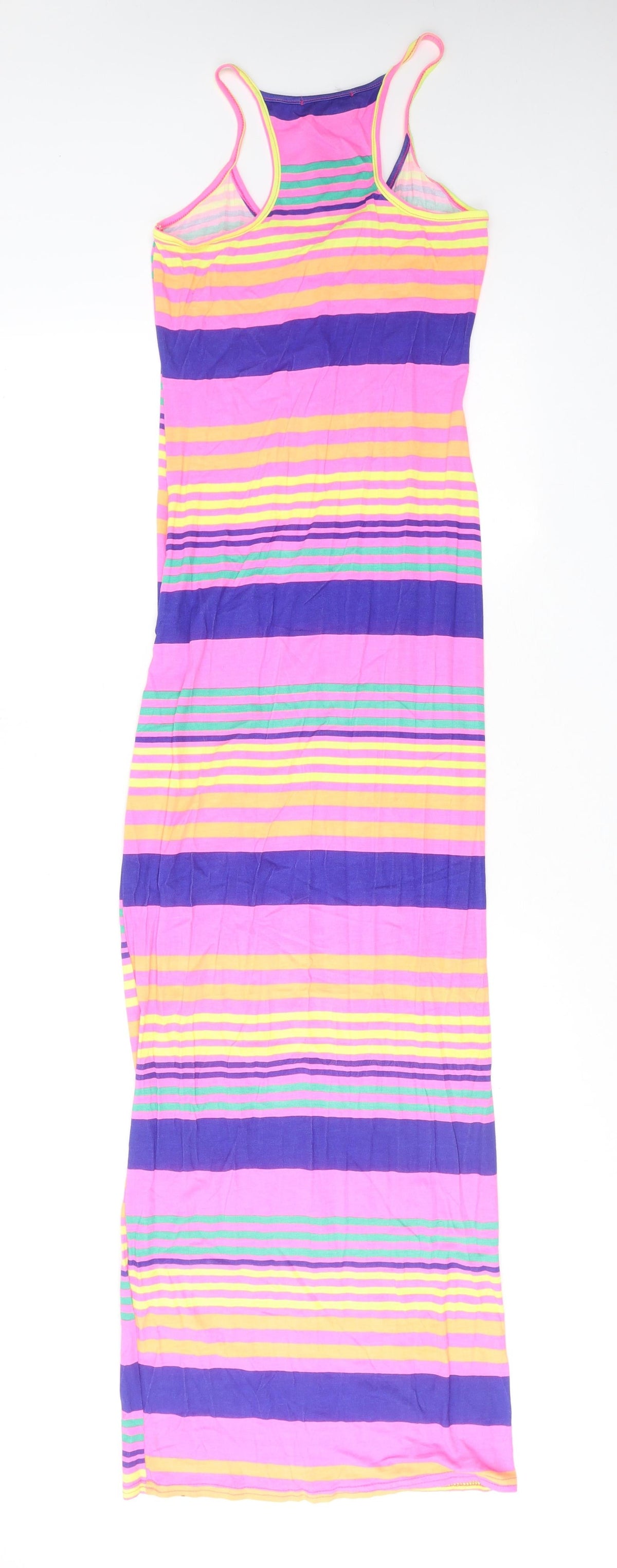 Bebo Womens Multicoloured Striped Polyester Maxi Size S Round Neck Pullover