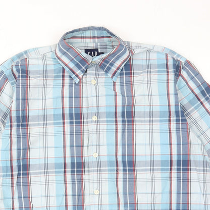 Mens UK Size S Gap Blue  Button-Up Short Sleeve Casual Shirt