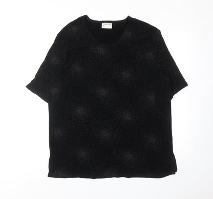 Womens UK Size L Michael Gold Black Basic T-Shirt