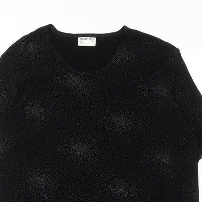 Womens UK Size L Michael Gold Black Basic T-Shirt