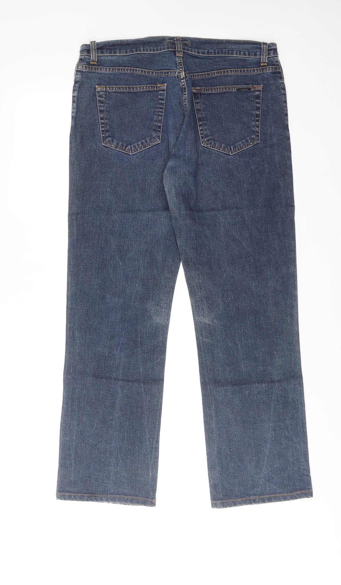 Douglas Womens Blue Cotton Straight Jeans Size XL Regular Zip