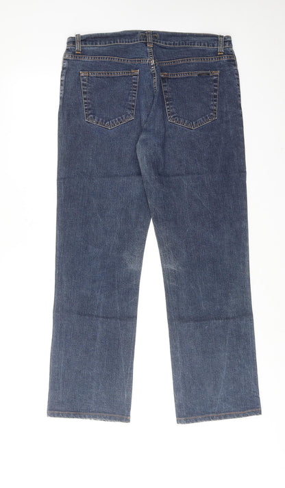 Douglas Womens Blue Cotton Straight Jeans Size XL Regular Zip