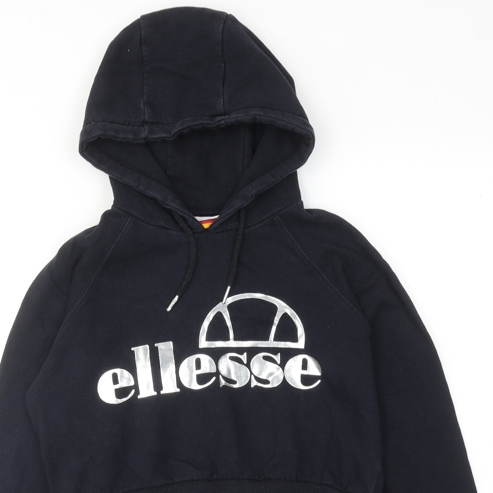 ellesse Womens Black Cotton Pullover Hoodie Size 8 Pullover