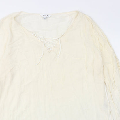 Simply Be Womens Ivory Viscose Basic Blouse Size 18 Round Neck