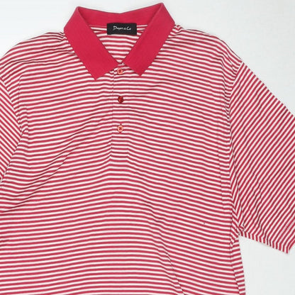 Dwyers&Co Mens Red Striped Cotton Polo Size M Collared Pullover