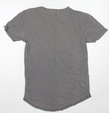 Topman Mens Grey Cotton T-Shirt Size XS Round Neck - Size XXS
