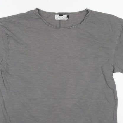 Topman Mens Grey Cotton T-Shirt Size XS Round Neck - Size XXS