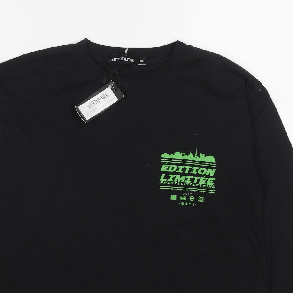 Womens UK Size XS PRETTYLITTLETHING Black Basic T-Shirt