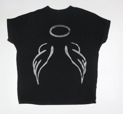 Womens UK Size One Size New Collection Black Basic T-Shirt