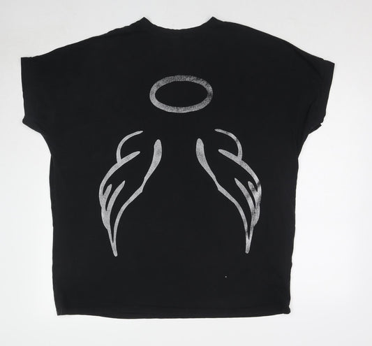 Womens UK Size One Size New Collection Black Basic T-Shirt