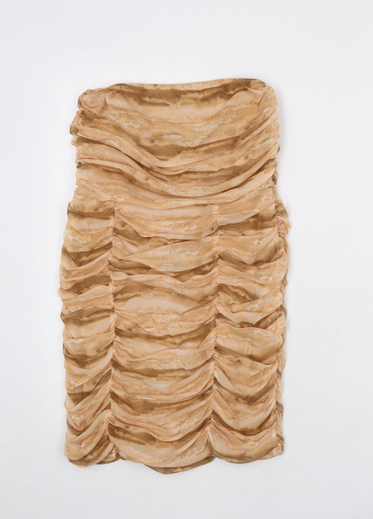 PRETTYLITTLETHING Womens Multicoloured Geometric Polyester Mini Size 12 Off the Shoulder Pullover