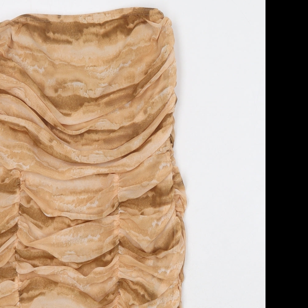 PRETTYLITTLETHING Womens Multicoloured Geometric Polyester Mini Size 12 Off the Shoulder Pullover