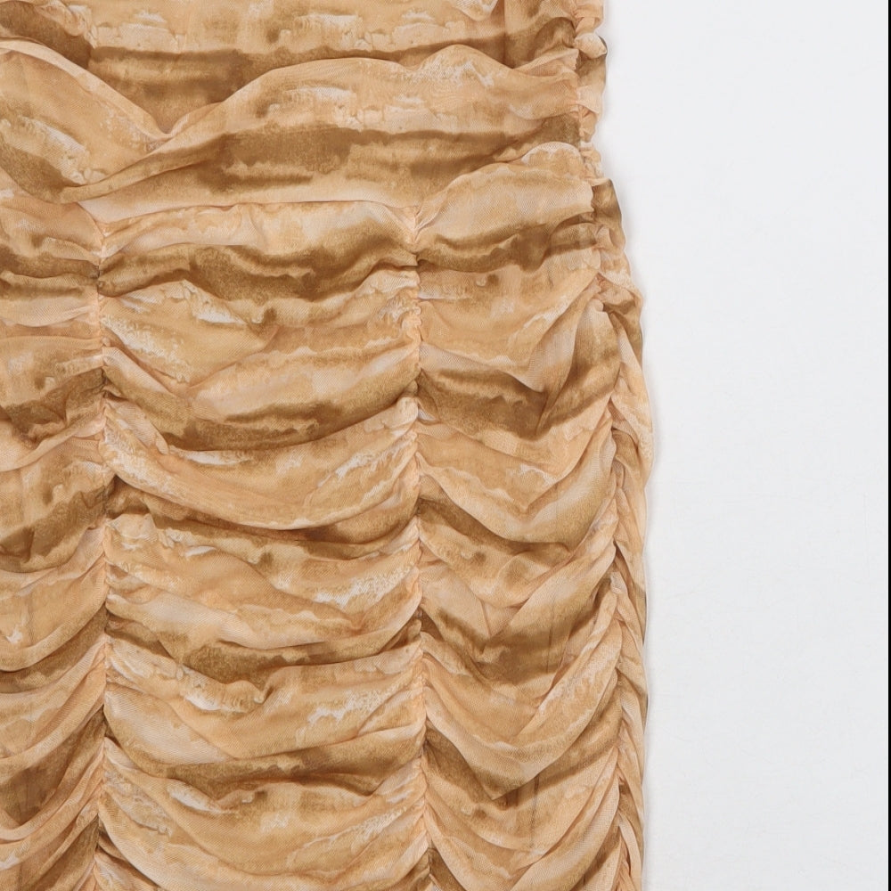 PRETTYLITTLETHING Womens Multicoloured Geometric Polyester Mini Size 12 Off the Shoulder Pullover