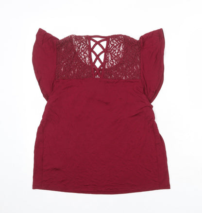 Womens UK Size 10 BHS Red Basic Blouse