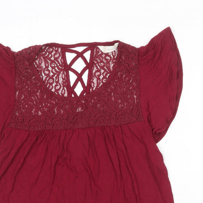 Womens UK Size 10 BHS Red Basic Blouse