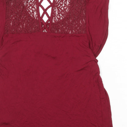 Womens UK Size 10 BHS Red Basic Blouse