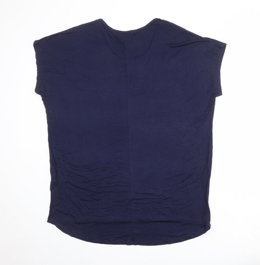 Womens UK Size S QED London Blue Basic T-Shirt