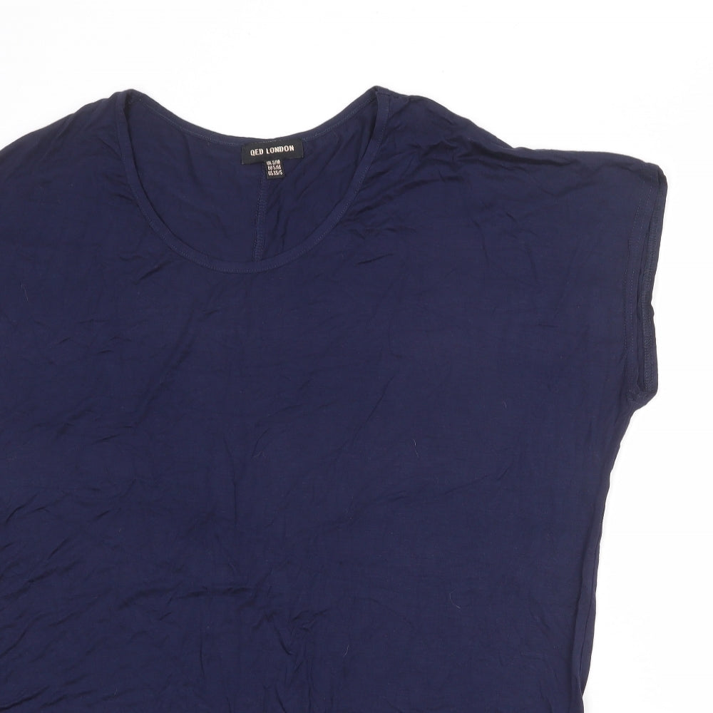 Womens UK Size S QED London Blue Basic T-Shirt