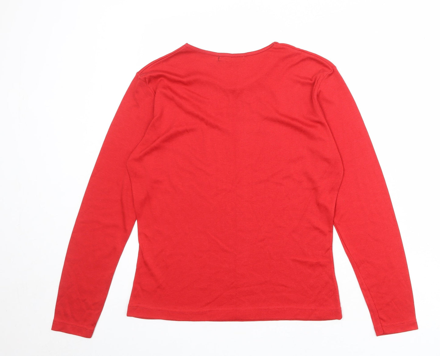 Womens UK Size M Joie de Vivre Red Basic T-Shirt