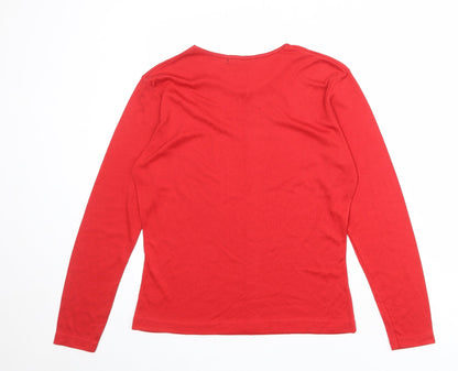 Womens UK Size M Joie de Vivre Red Basic T-Shirt
