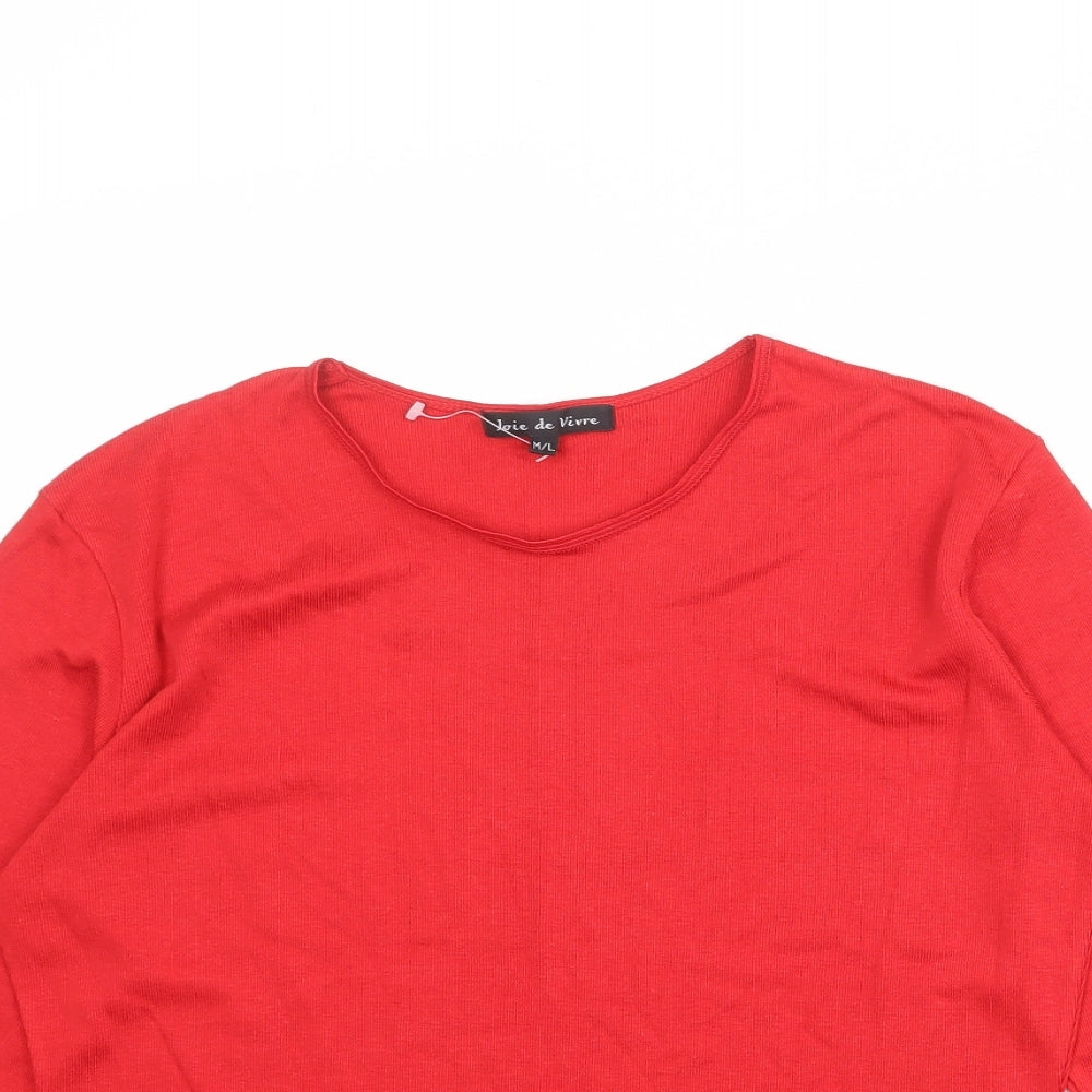 Womens UK Size M Joie de Vivre Red Basic T-Shirt