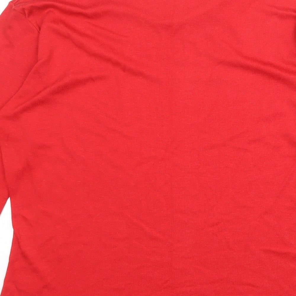 Womens UK Size M Joie de Vivre Red Basic T-Shirt