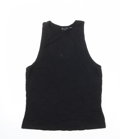 ASOS Womens Black Viscose Basic Tank Size 10 Round Neck - Ribbed