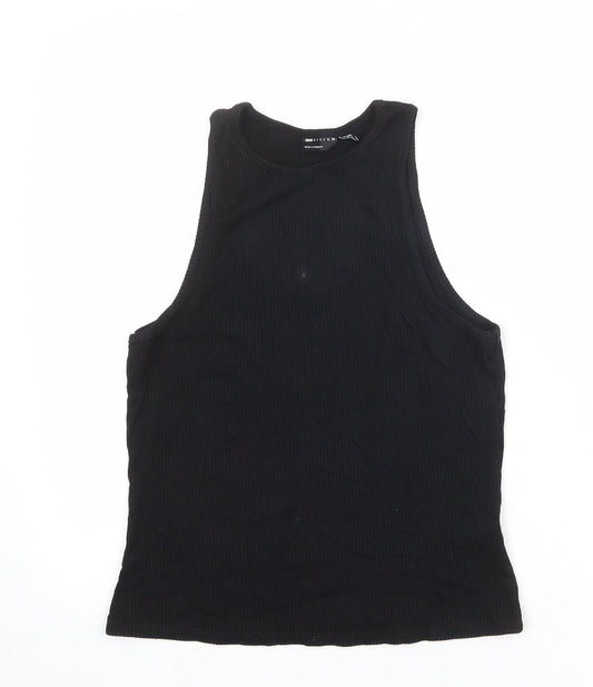 ASOS Womens Black Viscose Basic Tank Size 10 Round Neck - Ribbed