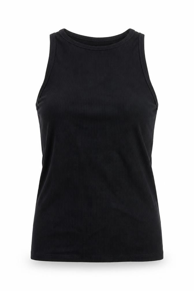 ASOS Womens Black Viscose Basic Tank Size 10 Round Neck - Ribbed