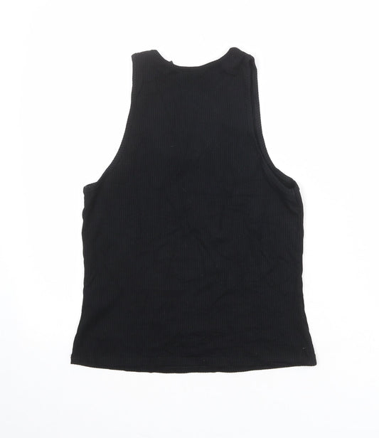ASOS Womens Black Viscose Basic Tank Size 10 Round Neck - Ribbed