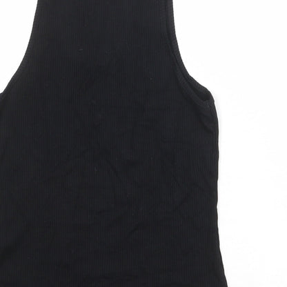 ASOS Womens Black Viscose Basic Tank Size 10 Round Neck - Ribbed