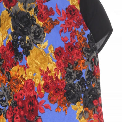 NEXT Womens Multicoloured Floral Polyester Shift Size 10 Round Neck Button