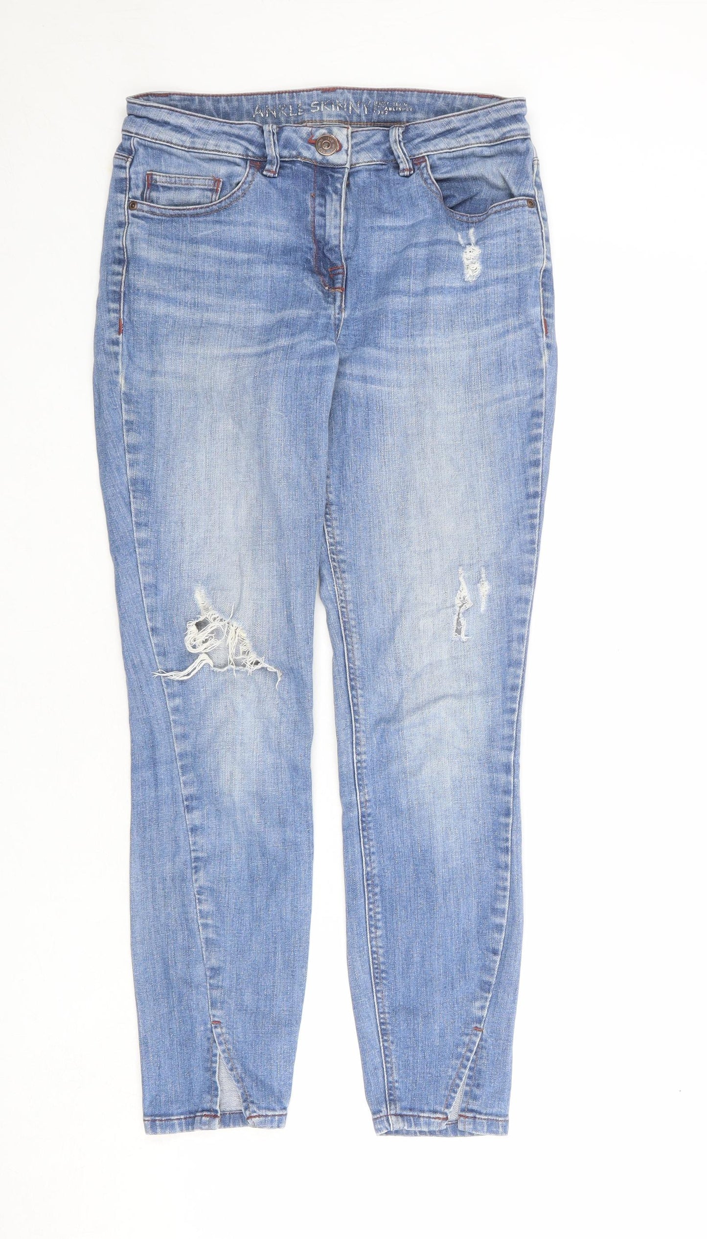 NEXT Womens Blue Cotton Skinny Jeans Size 10 Regular Zip