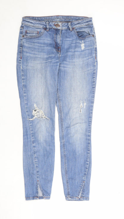 NEXT Womens Blue Cotton Skinny Jeans Size 10 Regular Zip