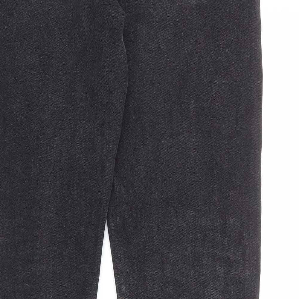 H&M Mens Grey Cotton Straight Jeans Size 32 in Regular Zip