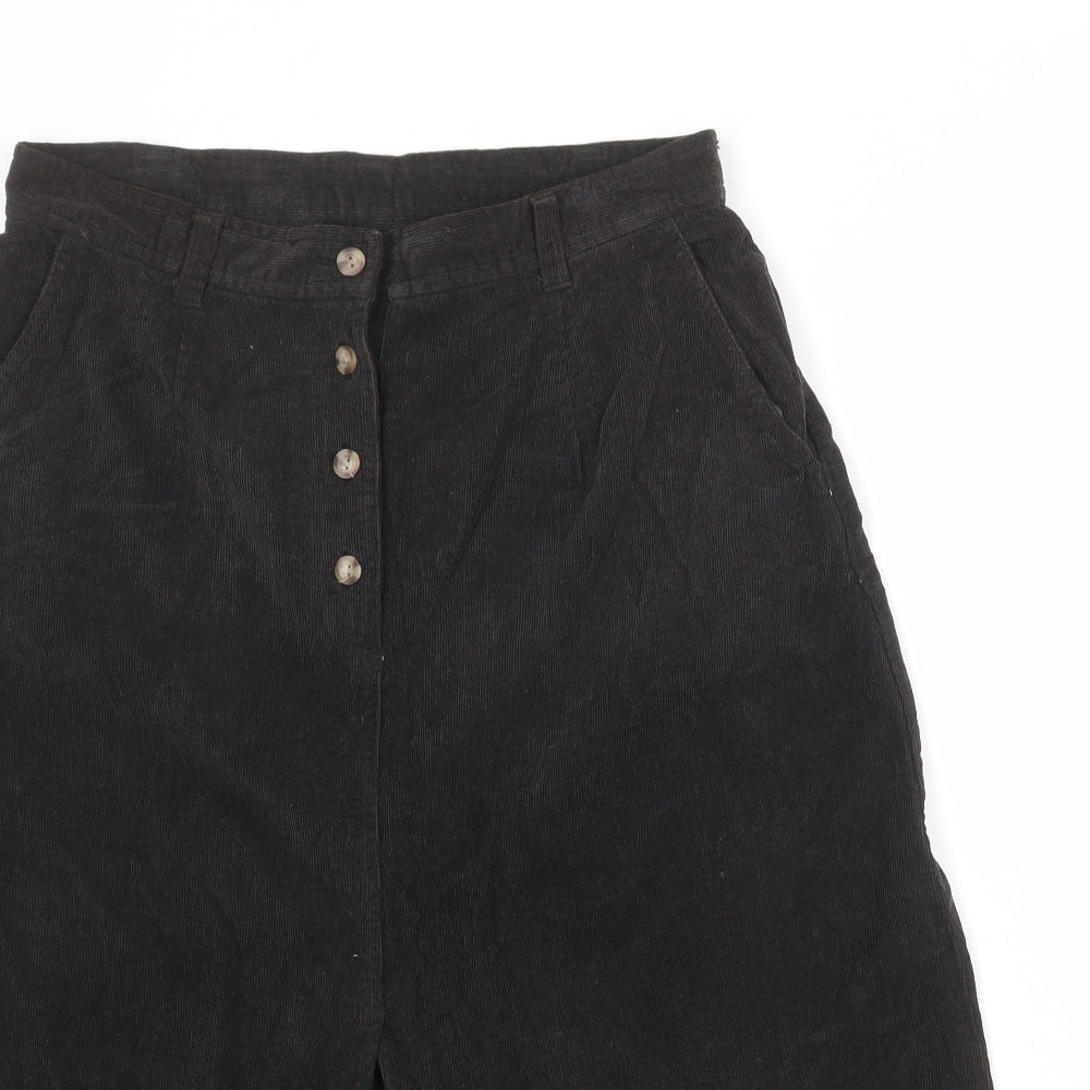 C&A Womens Brown Cotton A-Line Skirt Size 18 Button