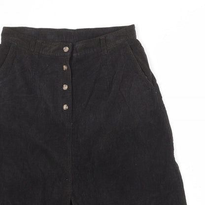 C&A Womens Brown Cotton A-Line Skirt Size 18 Button