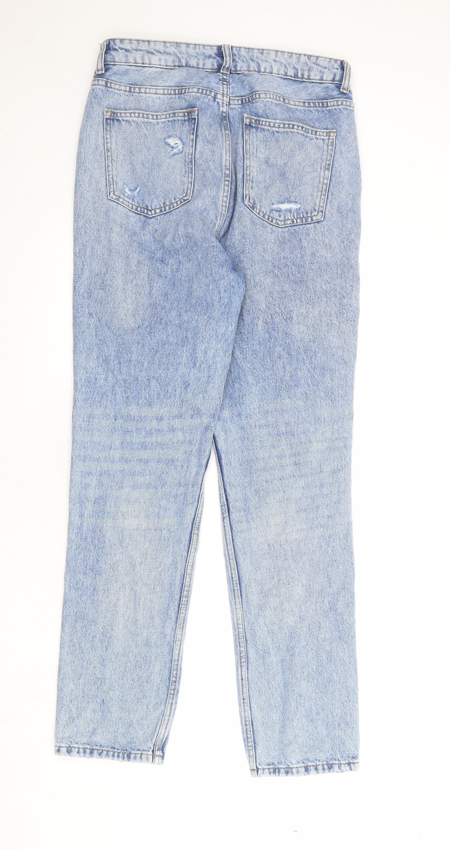 Denim & Co. Womens Blue Cotton Straight Jeans Size 10 Regular Zip