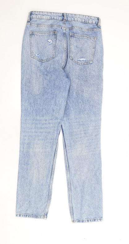 Denim & Co. Womens Blue Cotton Straight Jeans Size 10 Regular Zip