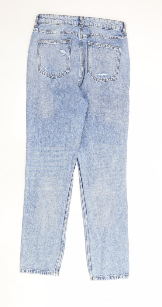 Denim & Co. Womens Blue Cotton Straight Jeans Size 10 Regular Zip