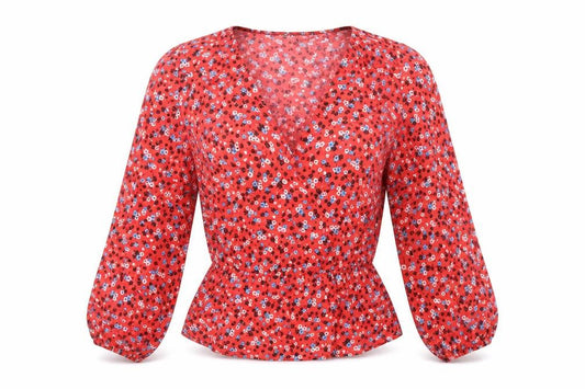 Womens UK Size 4 New Look Red Basic Blouse
