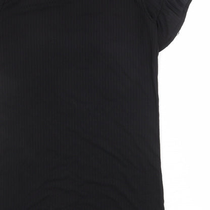 I SAW IT FIRST Womens Black Polyester T-Shirt Dress Size 10 Round Neck Pullover