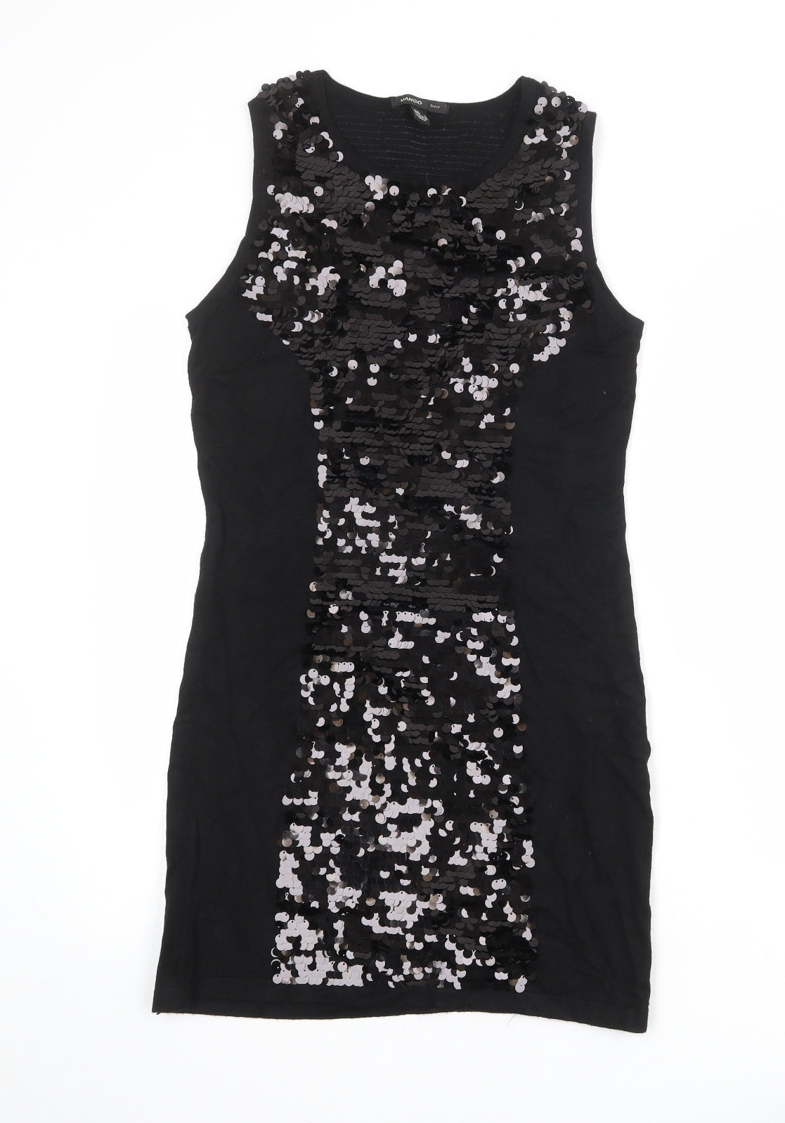 Mango Womens Black Viscose Shift Size M Round Neck Pullover