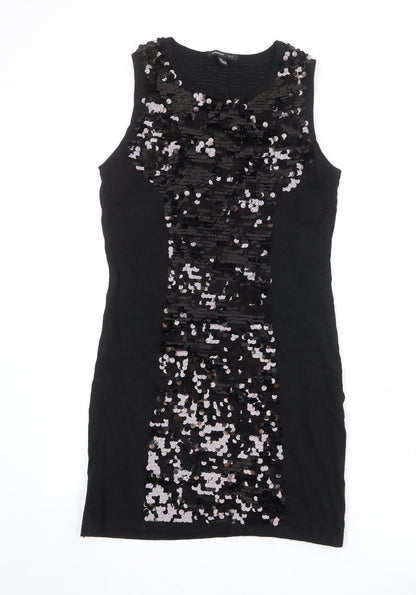 Mango Womens Black Viscose Shift Size M Round Neck Pullover