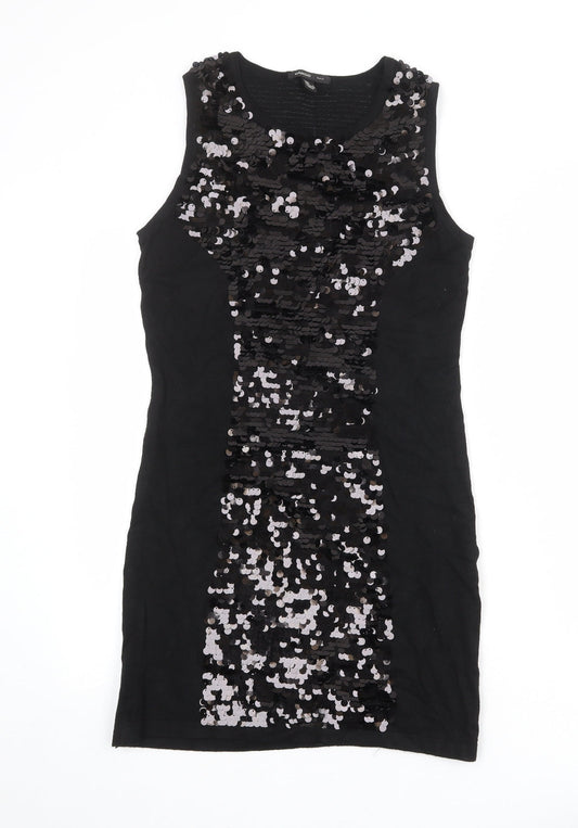 Mango Womens Black Viscose Shift Size M Round Neck Pullover