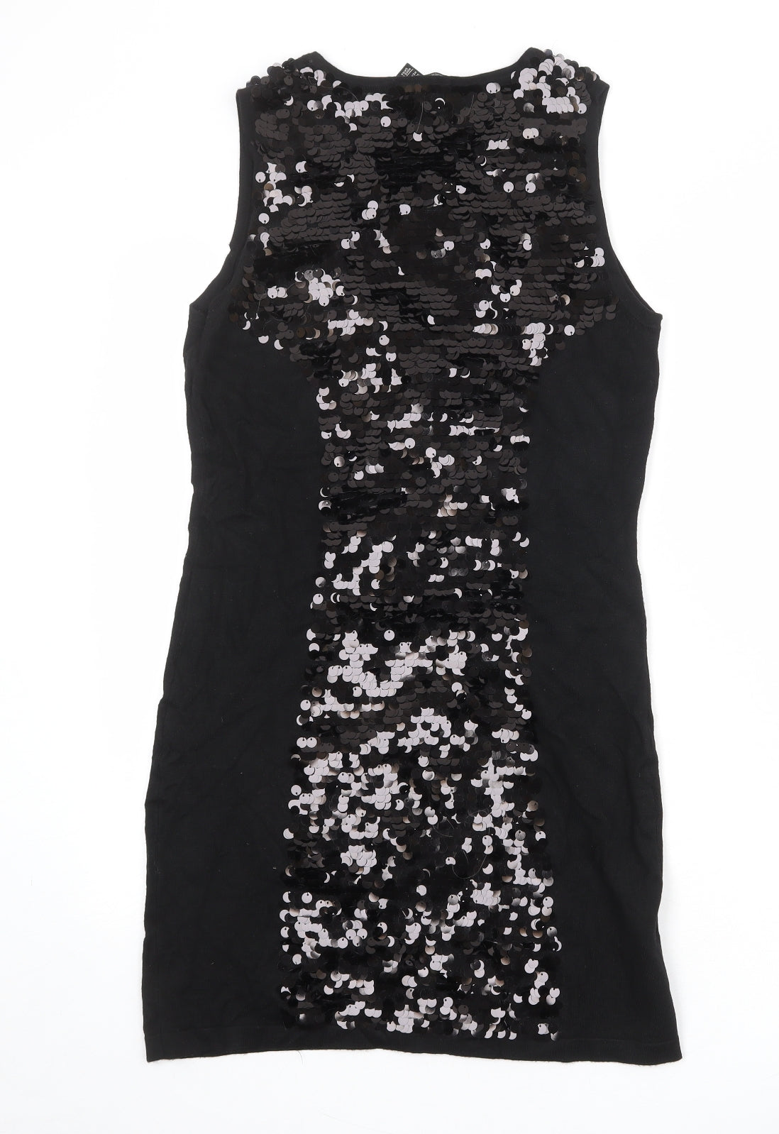 Mango Womens Black Viscose Shift Size M Round Neck Pullover